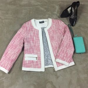 Jackie O inspired pink tweed jacket